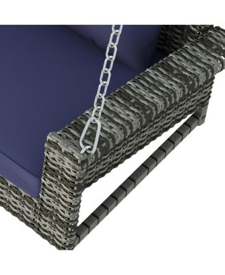 2-Person Wicker Hanging Porch Swing with Cushion