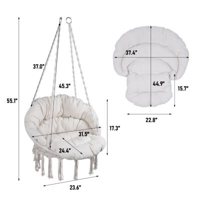 Streamdale Macrame Swing Chair for Indoor and Outdoor with Cushion