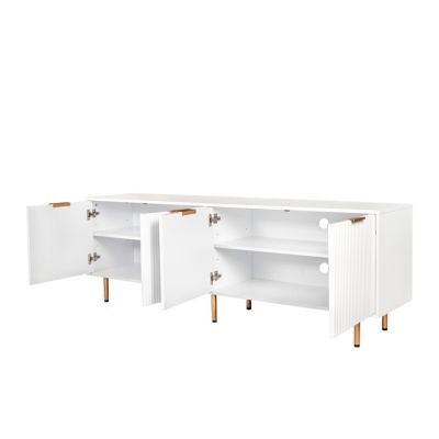 Modern Warm White TV Cabinet For 80 Inch TV Stands, For Living Room Bedroom