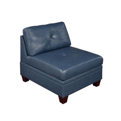 Tufted Leather Armless Accent Chair