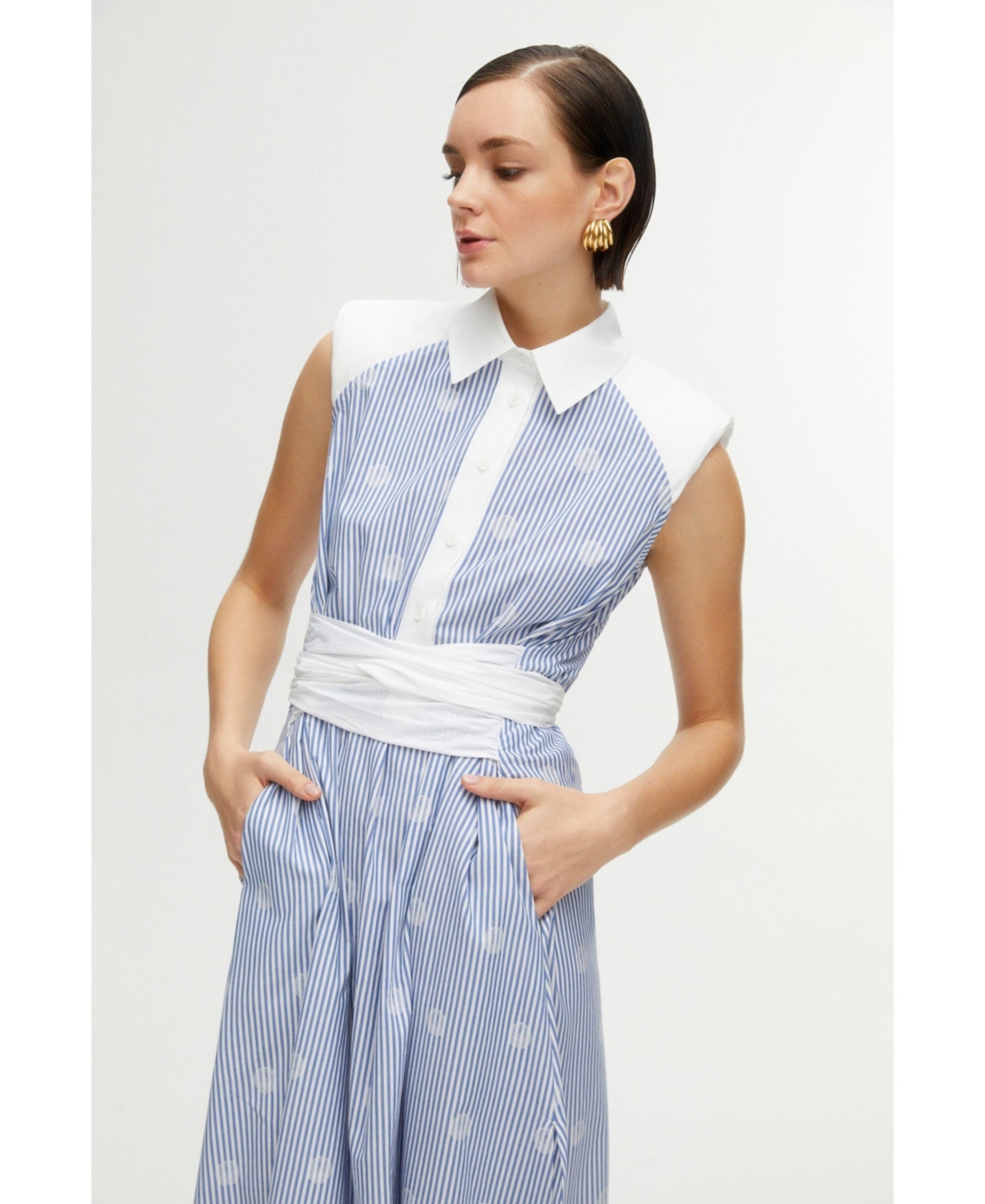 Nocturne Women's Belted Shirt Dress - Multi-colored