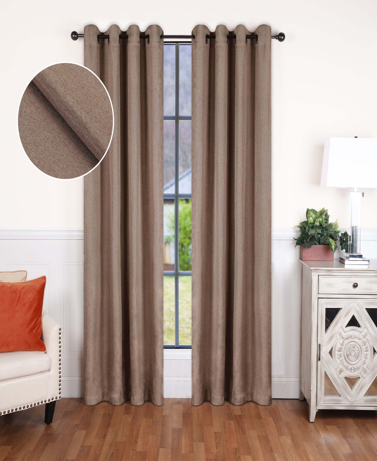 Superior Linen-Inspired Classic Room Darkening Modern Fade Resistant -Piece Curtain Set with Grommet Header Top