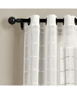 Farmhouse Textured Grommet Sheer Window Curtain Panels