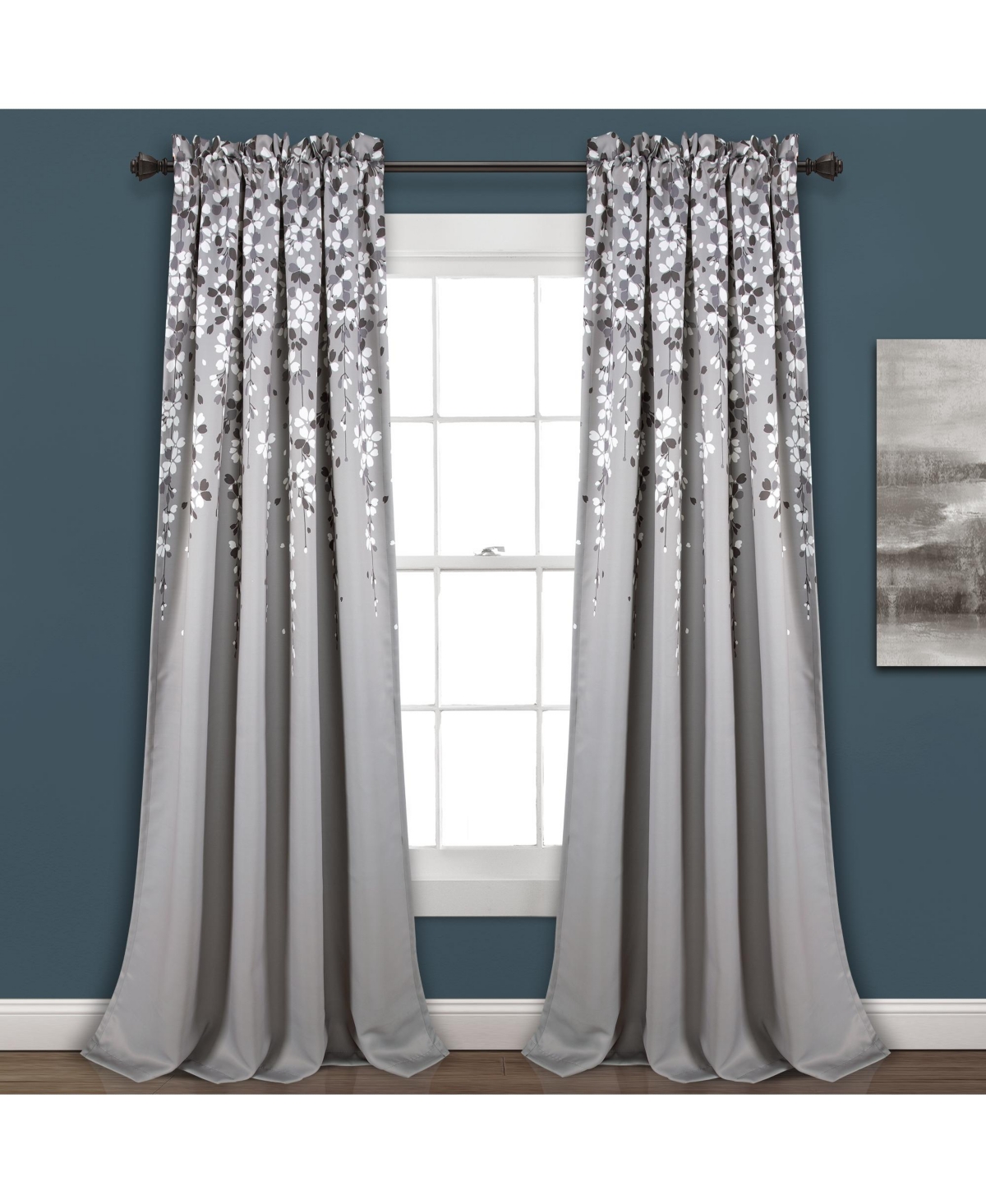 Weeping Flower Light Filtering Window Curtain Panels - Turquoise