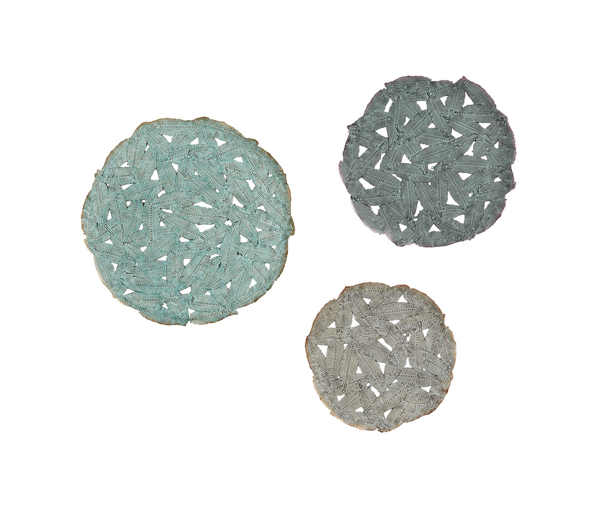 Streamdale Furniture Rossi Textured Feather 3-Piece Metal Disc Wall Decor Set