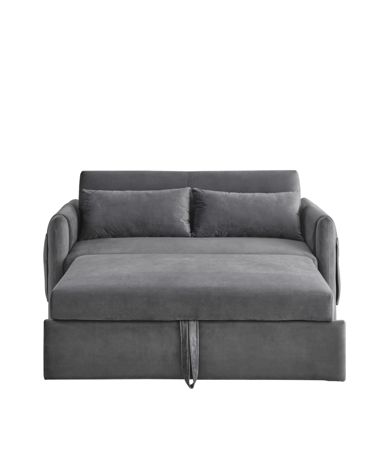 Streamdale Furniture 55" Modern Convertible Sofa Bed With 2 Detachable Arm Pockets, Velvet Loveseat Sofa With Pull Out