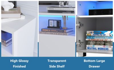 Modern TV Stand with Drawer and LED Lights