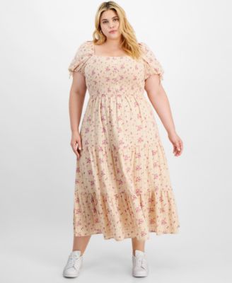 And Now This Trendy Plus Size Printed Puff Sleeve Tiered Maxi Dress Created for Macy s Macy s