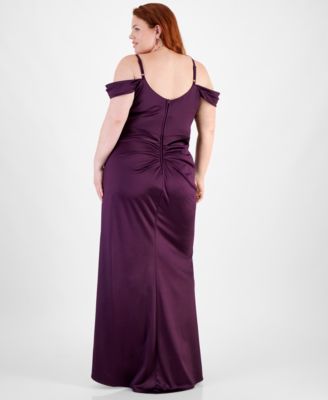 Trendy Plus Size Off-The-Shoulder Satin Gown