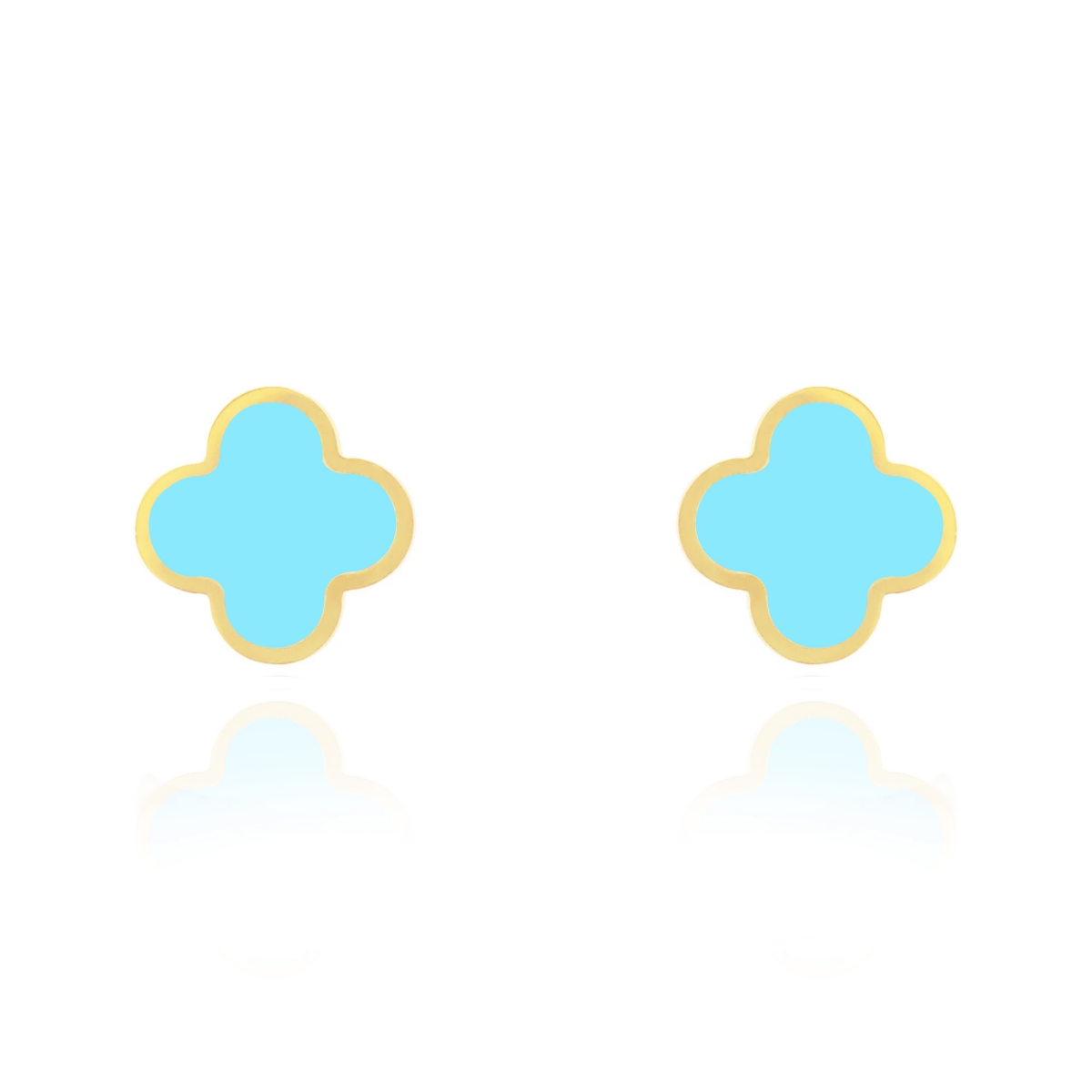 The Lovery Large Turquoise Clover Stud Earrings 14K Gold