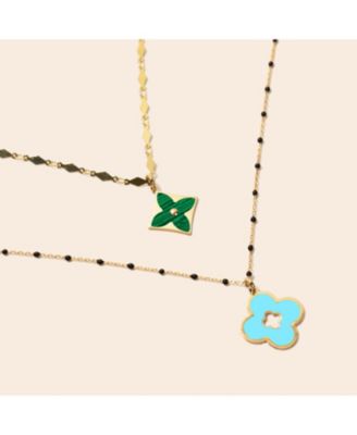 Turquoise Clover Cut Out Charm 14K Gold