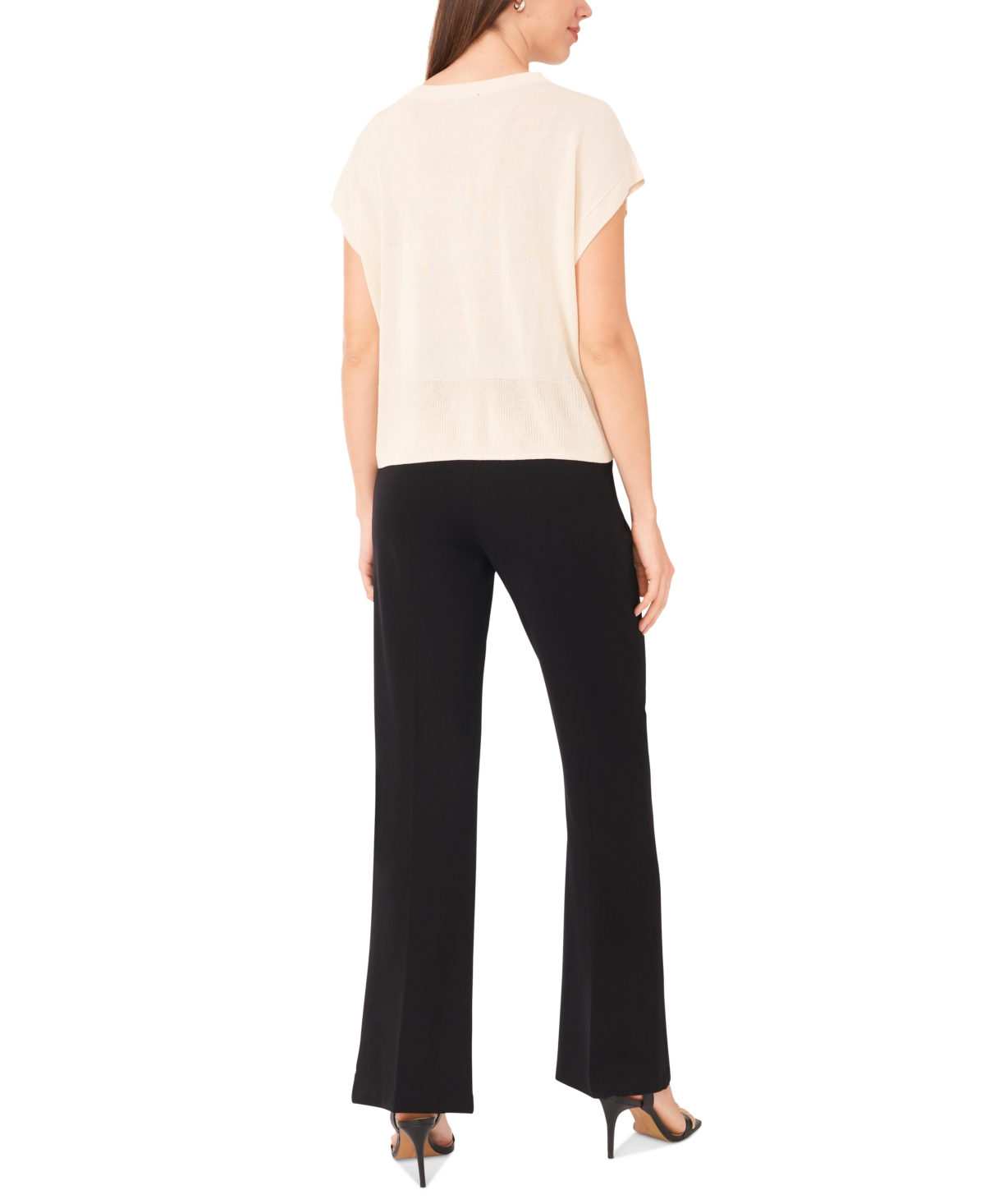 Vince Camuto Women's Drop-shoulder Short-sleeve Sweater In Neutral