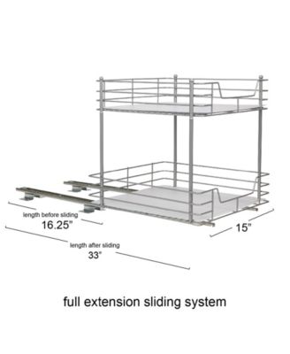 Glidez Steel Pull-Out/Slide-Out Storage Organizer with Plastic Liners for Under Cabinet or Wire Shelf 2-Tier Design