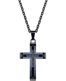 Men's Black Diamond Accent Cross Pendant in Black Ion Plated Stainless Steel