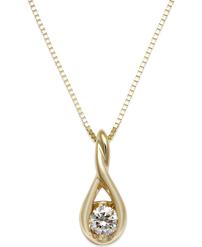 Sirena Diamond Twist Pendant Necklace in 14k Gold (1/8 ct. t.w