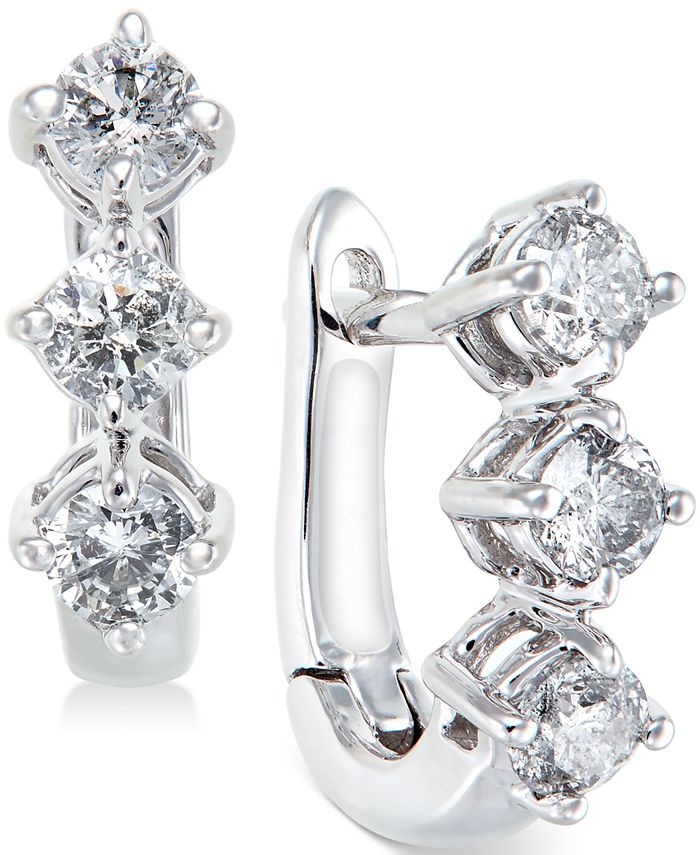 Macy's - Diamond Trio Earrings in 14k White Gold (1 ct. t.w.)