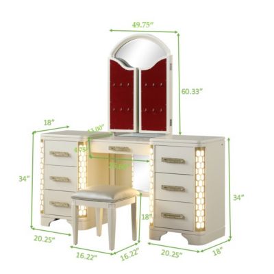Jasmine Vanity Set With Side LED Lightning Made With Wood