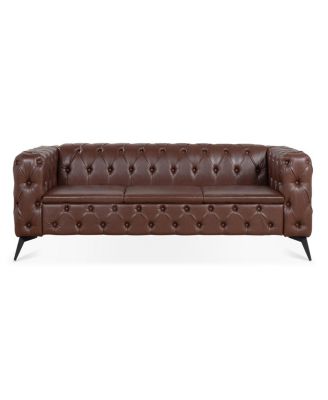 84.06" Width Traditional Square Arm Removable Cushion 3 Seater Sofa