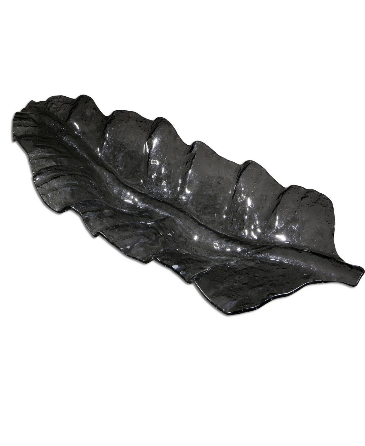 Shop Uttermost Smoked Leaf Tray In Black