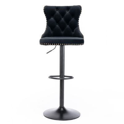 Swivel Velvet Barstools Adjusatble Seat Height From 25-33 Inch, Modern