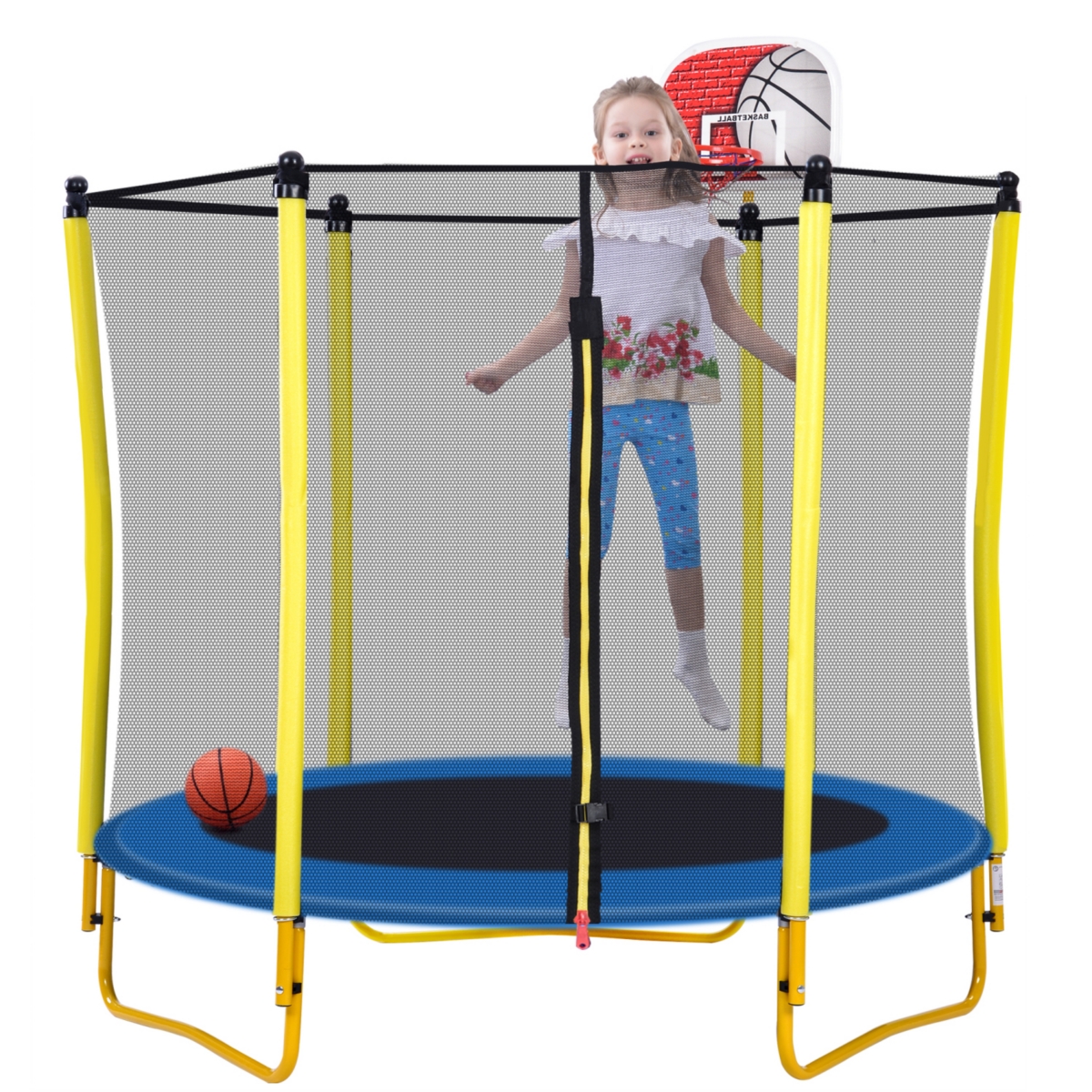 Streamdale Mini Toddler Trampoline with Enclosure and Basketball Hoop