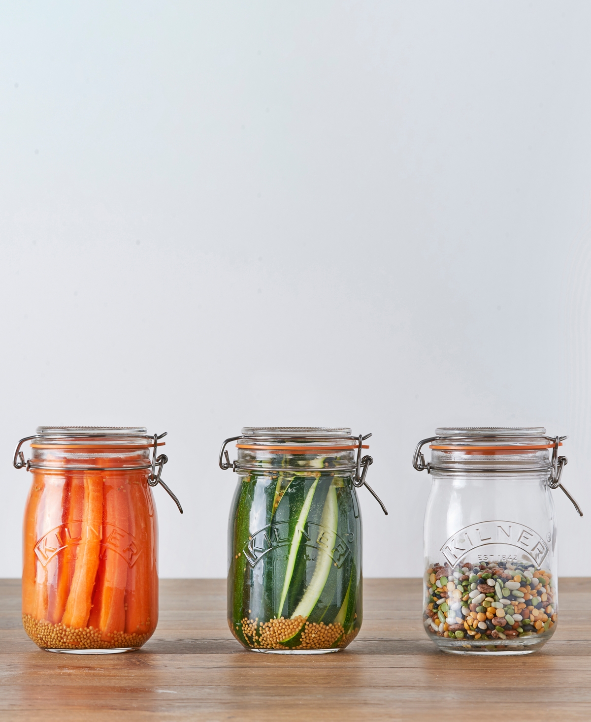 Kilner Set Of 4 Square Clip Top Jars In Clear