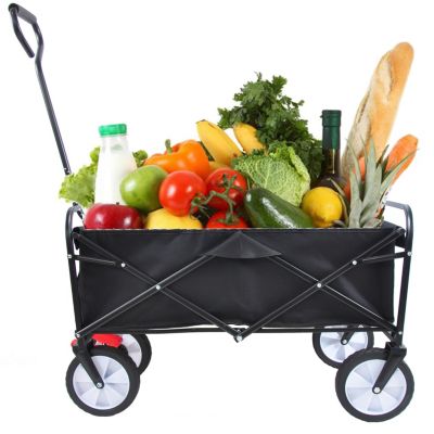 Streamdale Folding Wagon Garden Shopping Beach Cart (Black)