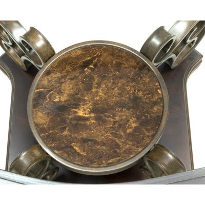 Streamdale Glass Top End Table with Marble Shelf and Metal Legs