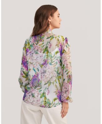 Women's Floral Printed Silk Blouse