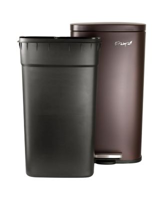 3 Piece 30 Liter and 5 Liter Stainless Steel Step Trash Bin Combo Set with Slow Close Mechanism in Matte Bronze