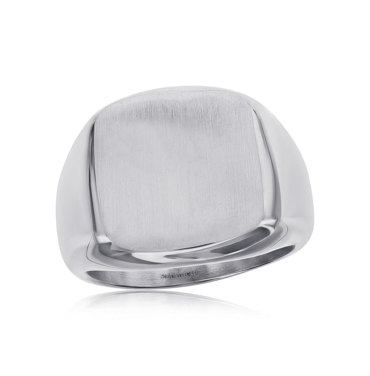 Stainless Steel Brushed Square Ring - Silver