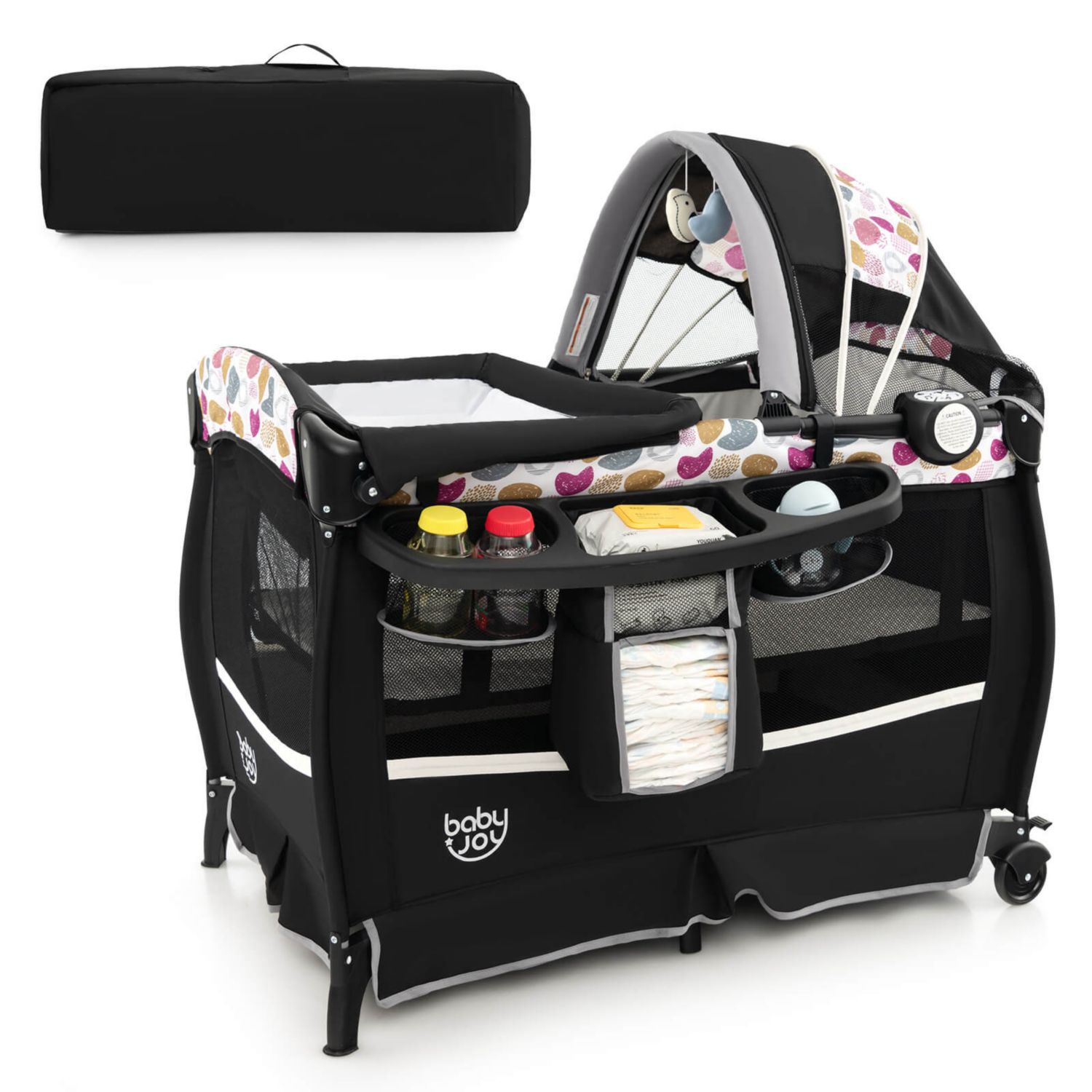 Pack Play Baby Diaper Changing Table 4 in 1 Foldable with Mattress