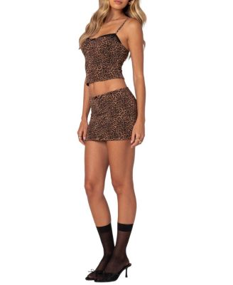 Women's Edin Leopard Print Mesh Mini Skirt