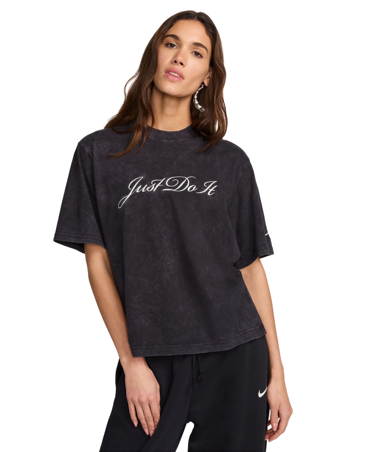 Women's Sportswear Cotton Crewneck Short-Sleeve T-Shirt - Black/photon Dust
