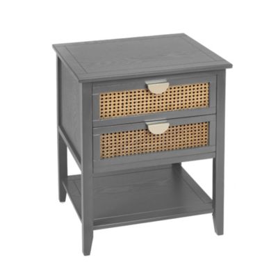 2-Drawer Rattan Side Table for Living Spaces