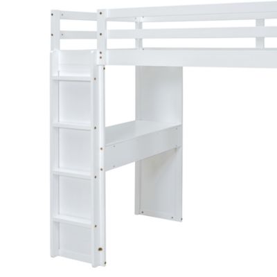  Loft Bed with Shelves, Desk & LED, White