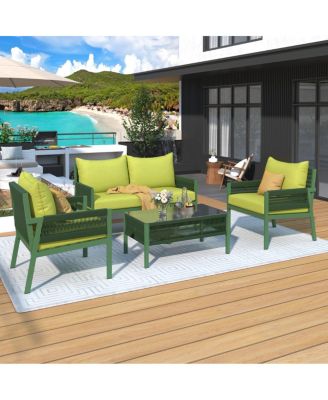 Streamdale 4-Piece Grey Patio Furniture Set with Cushions