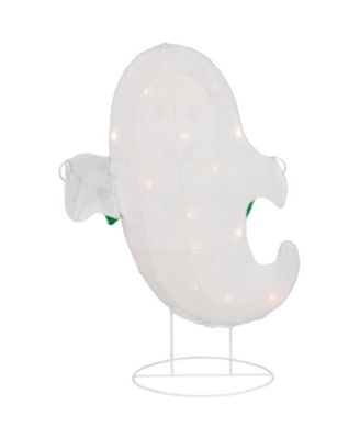 25" Lighted LED White Ghost with "Boo" Banner Halloween Yard Decoration