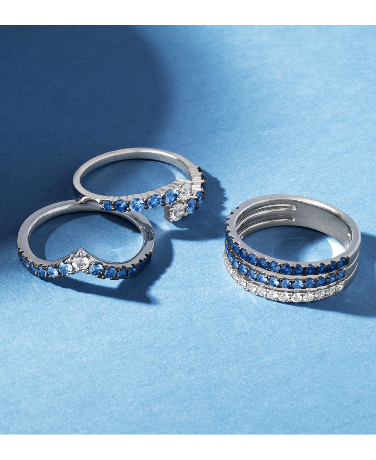 Le Vian Denim Ombre (1/3 ct. t.w.) & White Sapphire (1/10 ct. t.w.) V Ring in 14k- White Gold