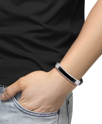 EFFY&reg; Men's Lapis & Blue Leather Bracelet in Sterling Silver (Also in Onyx & Malachite)