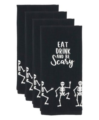 Frightful Feast Skeleton Kitchen Towel Set of 4,18"x28"