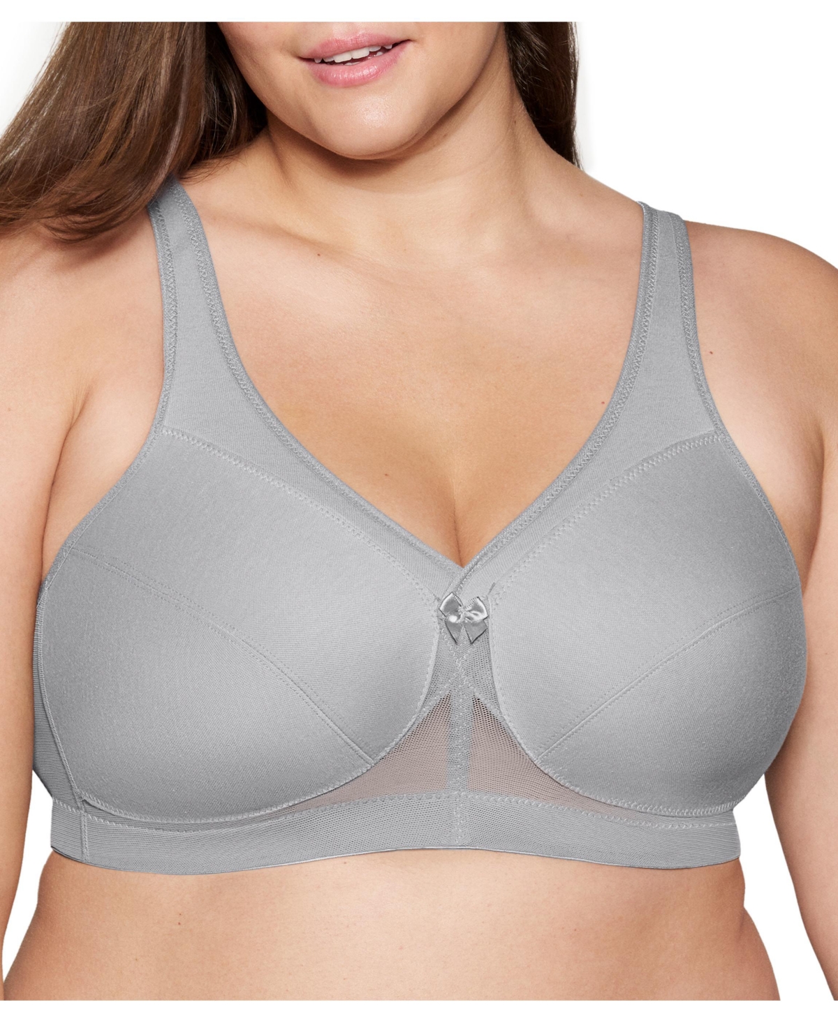 Women's Full Figure Plus Size MagicLift Active Support Bra Wirefree #1005 - Gray
