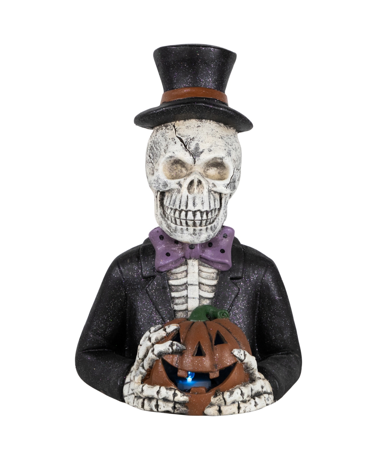 23.5" Led Lighted Skeleton with Jack-o-Lantern Halloween Decoration - White