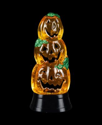 14.75" LED Lighted Stacked Jack O' Lanterns Halloween Snow Globe