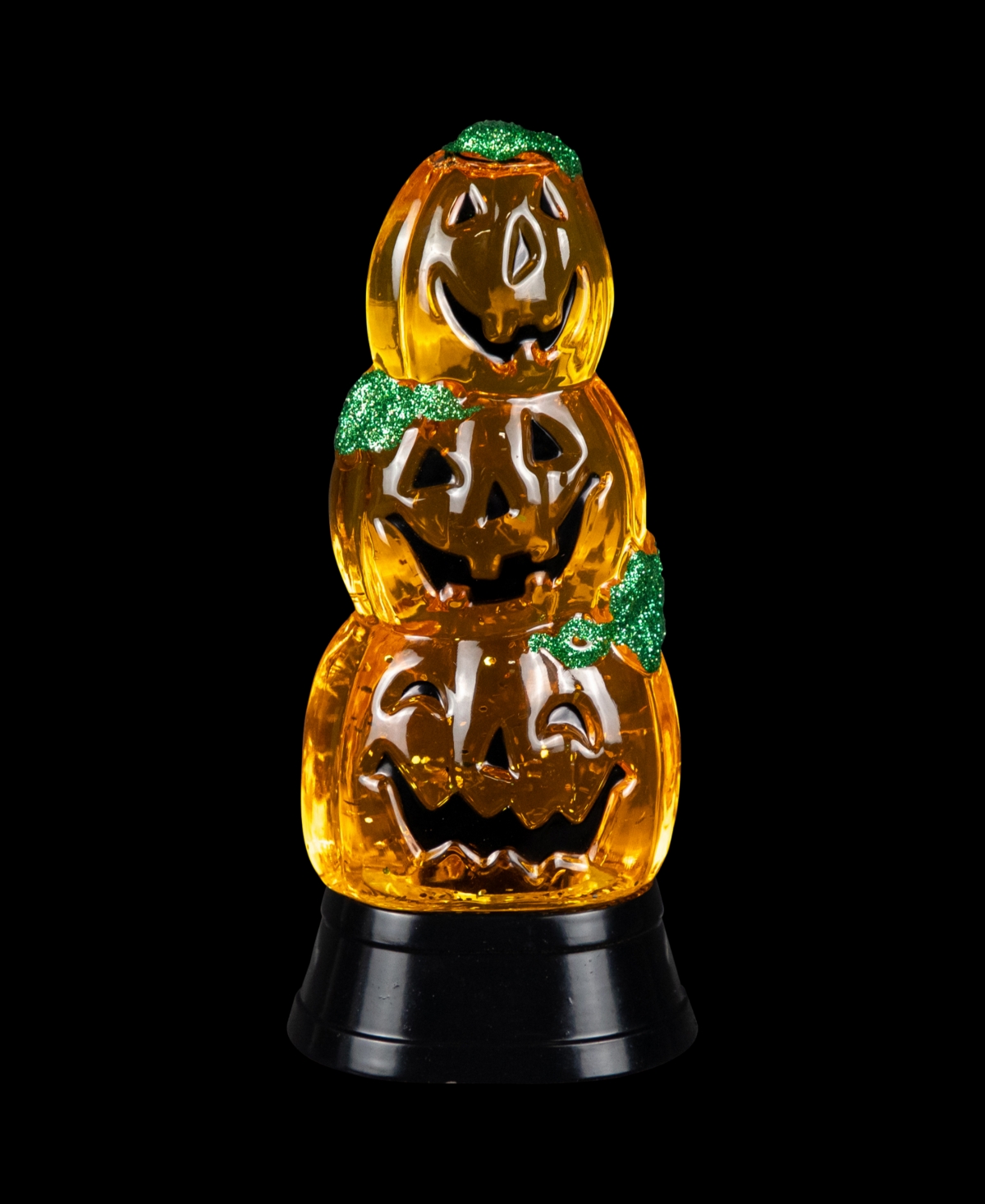 Northlight 14.75" Led Lighted Stacked Jack O' Lanterns Halloween Snow Globe In Orange