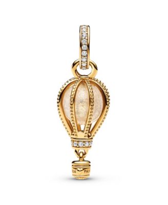 14K Gold-Plated Sparkling Clear Hot Air Balloon Dangle Charm
