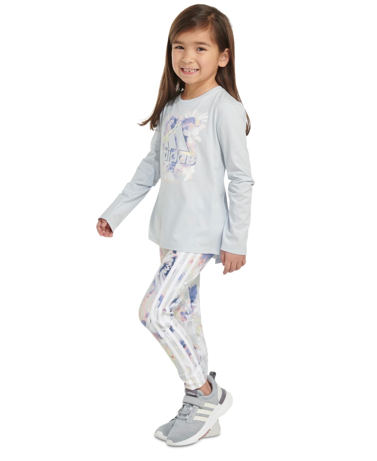 adidas Toddler & Little Girls 2-Pc. Long-Sleeve T-Shirt & Printed Leggings Set
