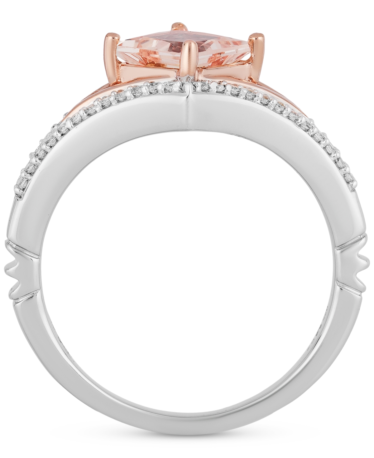 Disney Enchanted Vault Morganite (1 Ct. T.w.) & Diamond (1/5 Ct. T.w.) Aurora Ring In Sterling Silver & 10k Rose Gold In Sterling Silver  Rose Gold