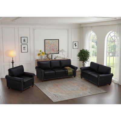  Living Room Sofa With Storage Sofa 1+2+3 Sectional Black Faux Leather