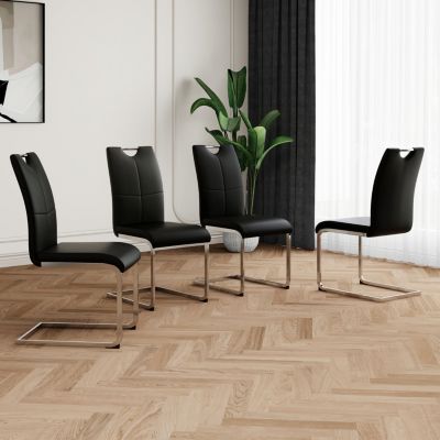 Set of 4 Modern Faux Leather Dining Chairs